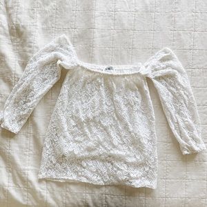 Sabo Skirt Off Shoulder Lace Overlay Blouse